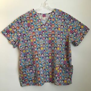 Disney Womens 2XL TsumTsum Cuties Scrub Top
